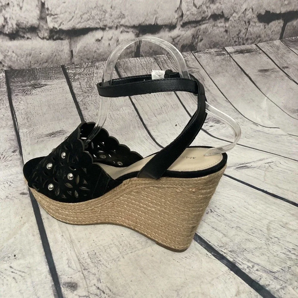 Marc Fisher Shoes Womens‎ Size 10 Black Hata Wedge Sandals Espadrille Studded